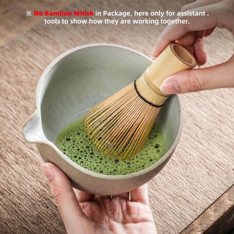 TEANAGOO Japanese Ceramic Matcha Bowl with Whisk Holder, 530 ml,
