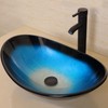wonline Modern Bathroom Flower Tempered Glass Vessel Sink ORB Pop