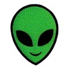 Alien Head Patch Embroidered Iron-On UFO Extraterrestrial Green Smiling Applique