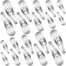 WILLBOND 40 Piece Barrettes Women Snap Hair Clips Women Large Metal Snap Nonslip Hair Clip Accessories, 3.5 Inch, 3.1 Inch, 2.8 Inch, 2.4 Inch, 2 Inch(Silver)