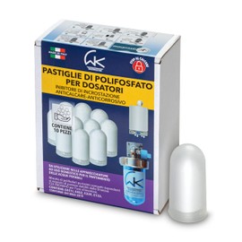 WK - Polifosfati per Caldaia, Ricarica Universale da 10 Pastiglie di Polvere Concentrata per Filtrazione Acqua, Funge da Anticalcare e Anticorrosivo