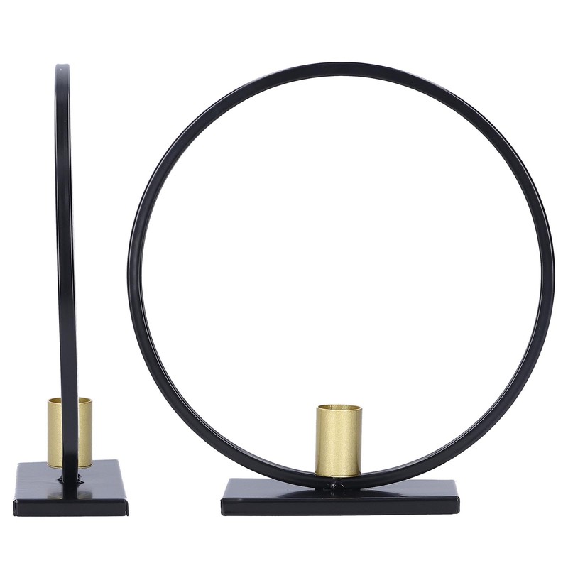 Simple Round Candle Holder Wrought Iron Home Candlestick for Dinner
