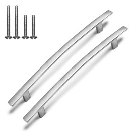 FIGO HOME Kitchen Cabinet Handles - 6.3" Hole to Hole, 8.73" Length - 10 Pack Zinc Alloy, Solid, Curved Kitchen Cabinet Pulls, Heavy Duty Drawers Pulls for Cabinet - Kitchen Hardware (Nickel, Large)