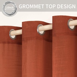 MIULEE 2 Panels Natural Linen Sheer Window Curtains Elegant Mustard Yellow Fall Drapes Grommet Top Window Voile Panels Linen Textured Panels for Bedroom Living Room (52X96 Inch)