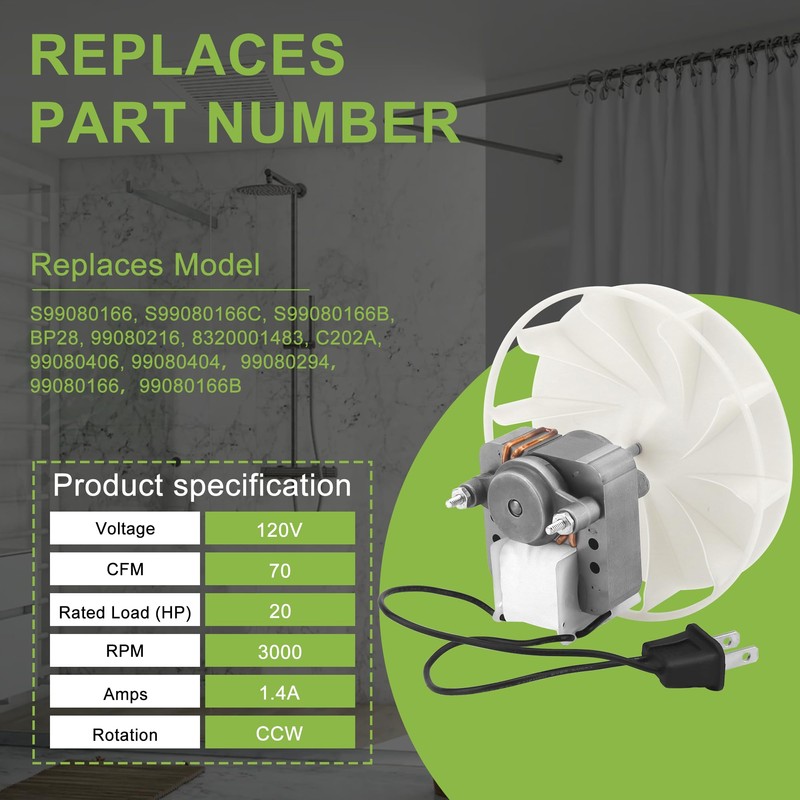 S99080166 BP28 Vent Bath Fan Motor for Bro-an Nu-Tone 655