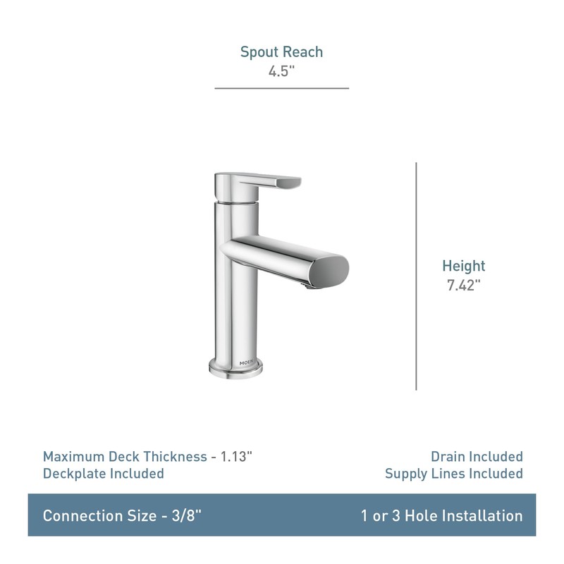 Moen Meena Matte Black One-Handle Single Hole Modern Bathroom Sink