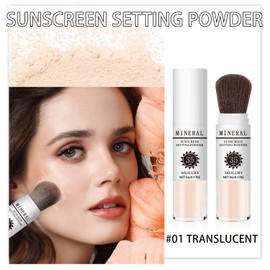 Sunscreen Setting Powder SPF 35, Mineral Brush Powder for Face & Scalp, Oil Control Natural Matte Finish Loose Powder Translucent Lasting Lightweight Breathable for All Skin (#01 Translucent)