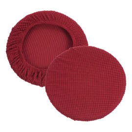 PATIKIL 11" Round Bar Stool Cover, 2 Pack Washable Elastic Stool Cushion Cover for Diameter 11"-16" Chair, Burgundy