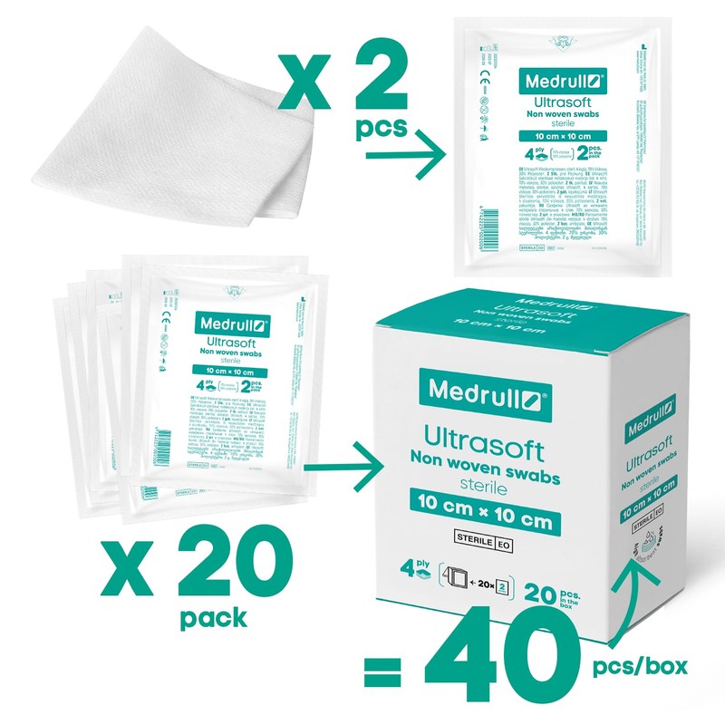 Medrull Non-Woven Sterile Ultra Soft 4-Ply Compresses - 10 x