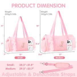 Bolsa de baile inicial personalizada para niñas, bolsa de ballet con cierre para niños, bolsa de viaje para niños pequeños, Pequeño-rosa, Pequeño, Letter-j