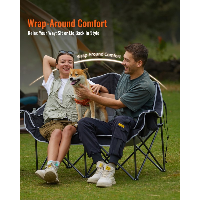 KingCamp Oversized Double Camping Chair, Heavy Duty 880lbs with Padded