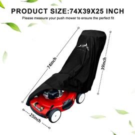 Himal Outdoors Lawn Mower Cover - Heavy Duty 600D Polyester Oxford Waterproof, UV Protection Universal Fit with Drawstring & Cover Storage Bag，Black