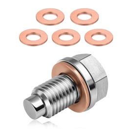 KVAEY Magnetic Oil Drain Plug, M12×1.5 Aluminum Alloy Sump Drain Nut Bolt with Cooper Crush Washer, Leak-Proof Engine Oil Drain Sump Bolt Screw Replacement for Most Vehicles