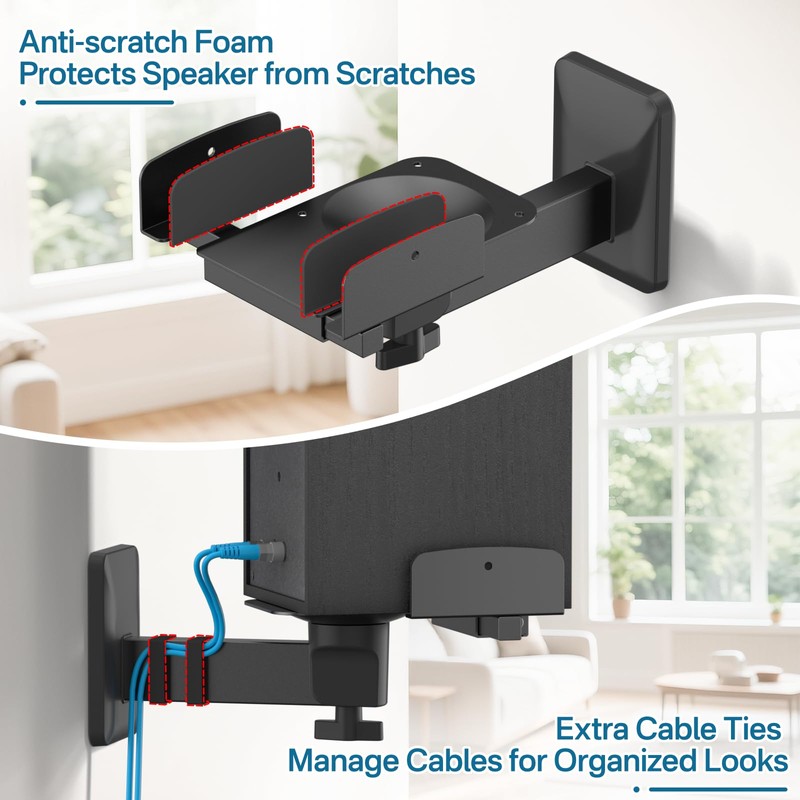Pair of Adjustable Speaker Wall Mount for Klipsch Bookshelf Speaker