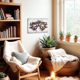 KREATIVE ARTS Phoropter Wall Art Canvas Print 16x24 Inch Graffiti Style Eye Doctor Decor for Optometry Clinic Optical Shop Optometrist Office