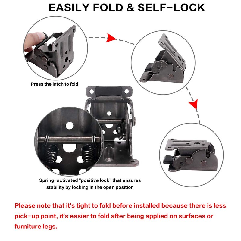 4 Pack Locking Hinge for Folding Table Brackets, Heavy Duty