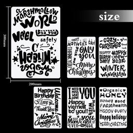 6pcs 6 Styles Motivational Word Drawing Painting Art Stencils Craft Inspirational Quotes Letter Template Stencils for Floors Window Wood Furniture Scrapbooking, 30 cm x 20 cm