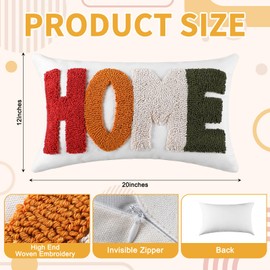 Chunful 2 Pcs Home Boho Lumbar Throw Pillow Covers 12x20 Inch Farmhouse Tufted Embroidered Home Burlap Mid-century Modern Couch Pillows Covers Decorative Pillowcase Aesthetic Cushion Housewarming Gift