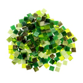sourcing map 500g/1.1lb Mixed Color Square Mica Mosaic Tiles, 700 Pcs Glitter Crystal Mica Mosaic Tiles Stained Mica Piece for DIY Art Crafts, Mixed Green