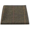 King & Priory Olive Herringbone Pocket Square, Green