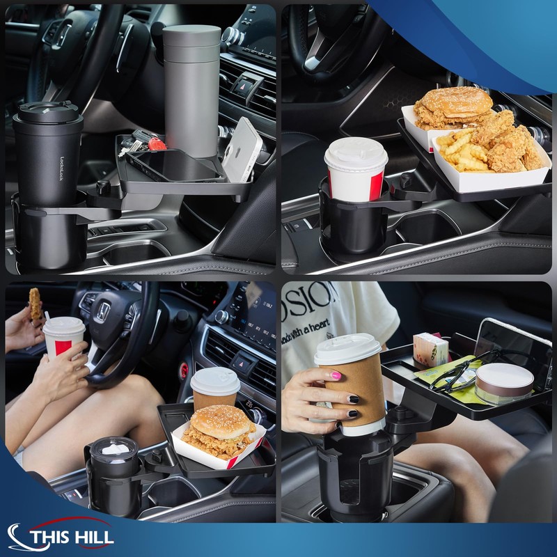 This Hill Cup Holder Tray for Car, 2 in 1
