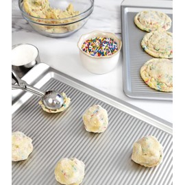 USA Pan Bakeware Cookie Sheet, Warp Resistant Nonstick Baking Pan, Made in the USA from Aluminized Steel, Large Set of 2