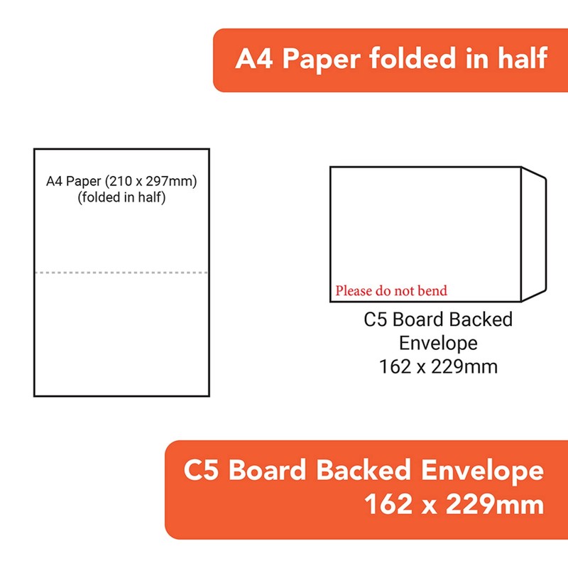 Postmaster Please Do Not Bend Envelopes A5, Hardback, Peel Seal