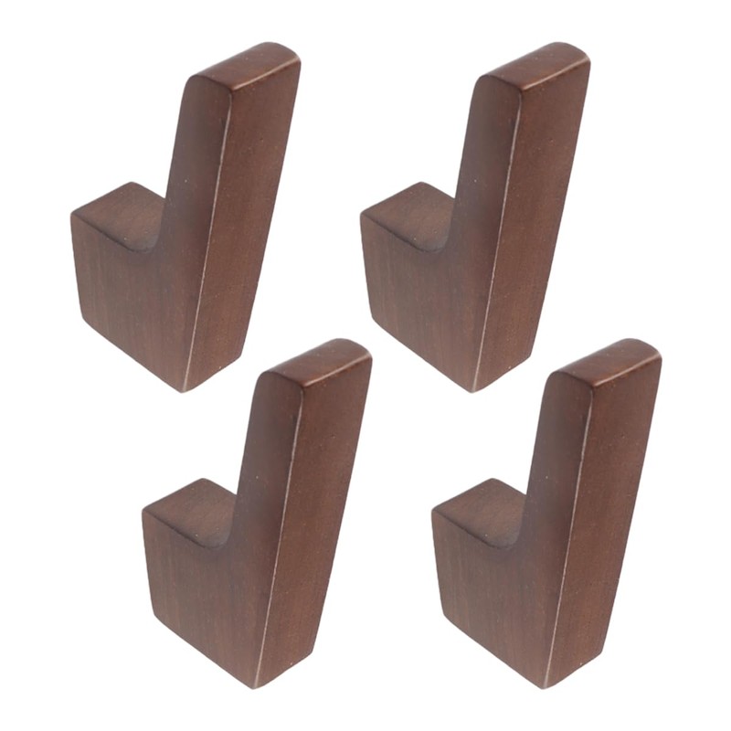 Hoite 4 PCS Wall Hooks Dark Walnut Coat Hooks for