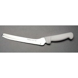 Dexter Basics® Stainless Steel Scalloped Offset Sandwich Knife with White Handle - 8"L Blade