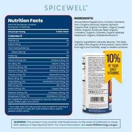Spicewell New Pepper | Ayurvedic Black Pepper infused with Turmeric and 21 Plant-Based Vitamins and Minerals, Fine Ground Warm Black Pepper, 6oz Shaker