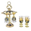 6Pcs Chinese Chalice Retro Style Zinc Alloy Glass Embossed Flower