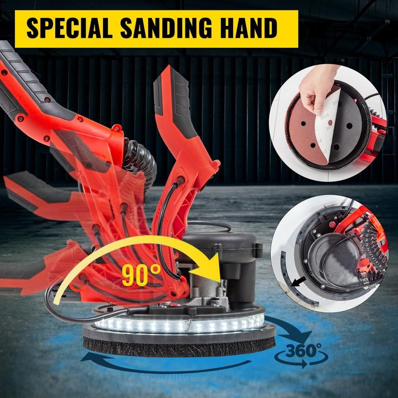 VEVOR Drywall Sander 850W, Variable Speed 800-1750 RPM, Foldable Sheetrock