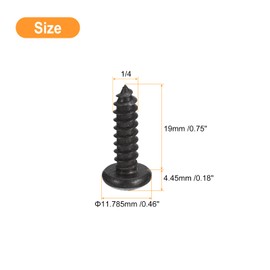 uxcell 1/4 x 3/4 Phillips Pan Head Self-Tapping Screw, 25pcs - 304 Stainless Steel Round Head Wood Screw Full Thread (Black)