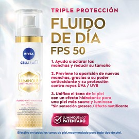 NIVEA Rutina Anti-manchas Rutina Facial Completa Luminous 630 (2 piezas), Enriquecida con Ácido Hialurónico Serum facial 30 ml + Fluido facial FPS50 con Vitamina E 40ml