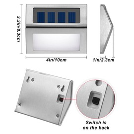 Treela 24 Packs Outdoor Fence Lights Solar Powered Deck Lights Waterproof Backyard Lighting Stainless Steel Lamp Stairs Fence Light Security Wall Lamps for Step Walkway Patio Garden Pathway (White)