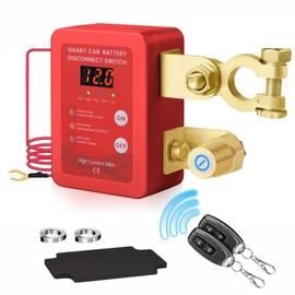Remote Battery Disconnect Switch with LED Voltage Display, 12V Kill Switch, Auto Power Shut Off, Remote Control for Car, Truck, Boat