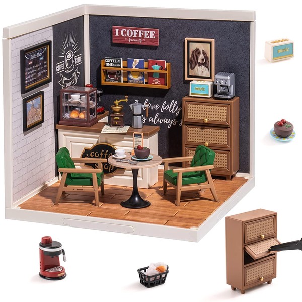 Rolife DIY Plastic Model Kit, Cafe Miniature House, Diorama, Figure Accessory, Interior, Assembly, 3D Puzzle, LED Included, Gift for Kids, Adults, Super Creator Series, Official Sale, Beginner