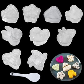 Prebarfun 10 PCS Onigiri Mould, Sushi Making Kit, Rice Ball Maker, Triangle Sushi Mold for Kitchen DIY Cooking