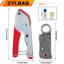 Coax Cable Crimper, CYLBAQ Coaxial Cable Compression Tool Kit with Crimp Tool, F Type Connector Compression Tool Set Coax Cable Crimper Tool Kit for RG6/59/58 with RG6 Coaxial Cable Connectors