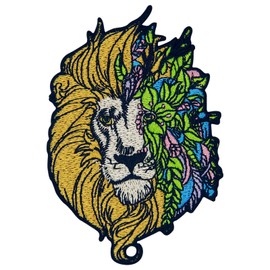 Fantansy Lion with Flowers Patch Embroidered Applique Badge Iron On Sew On Emblem