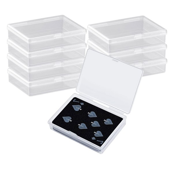 DARENYI 8Pcs Playing Card Box Small Plastic Storage Box Trading Card Storage Box Playing Card Case Clear Storage Containers Box for Small Items, Beads, Business Cards, Game Cards, Crafts