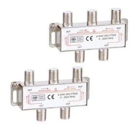 Woostars 4-Way Coaxial Cable Splitter (RG6 Compatible, F-Type, 5-2500MHz) Digital Signal Female Coax Splitter - Works with Satellite, Antenna, HDTV, Amplifier, CATV Cable TV 2-Pack