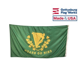 2x3' Erin Go Bragh Flag Flag, Durable and Fade Resistant All Weather Nylon, with Canvas Header and Brass Grommets, 4 Rows of Fly End Stitching, Made in USA