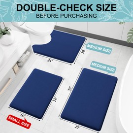 Smiry Tapete de baño de espuma viscoelástica, extra suave, absorbente, antideslizante, para suelos de ducha, baño, 24 x 44 pulgadas, azul marino