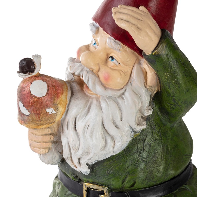 Alpine Corporation 12" Tall Outdoor Garden Gnome with Mushroom Yard
