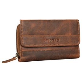 STILORD 'Lupa' timeless women's leather wallet, medium size, NFC and RFID protection wallet with press stud and extra coin compartment, leather wallet, Medium - Brown, coin purse