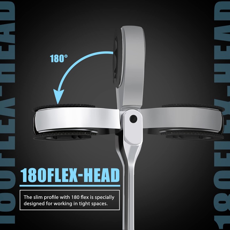LOSCHEN 1PC 19mm Open Flex-Head Ratcheting Wrench, Metric Ratcheting Spanner