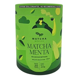 Matcha México Matcha Menta Orgánico, Té Verde en Polvo con Menta, Sin Azúcar Refinada, Sin Lácteos, 200g, 20 Porciones, Incluye Cuchara               