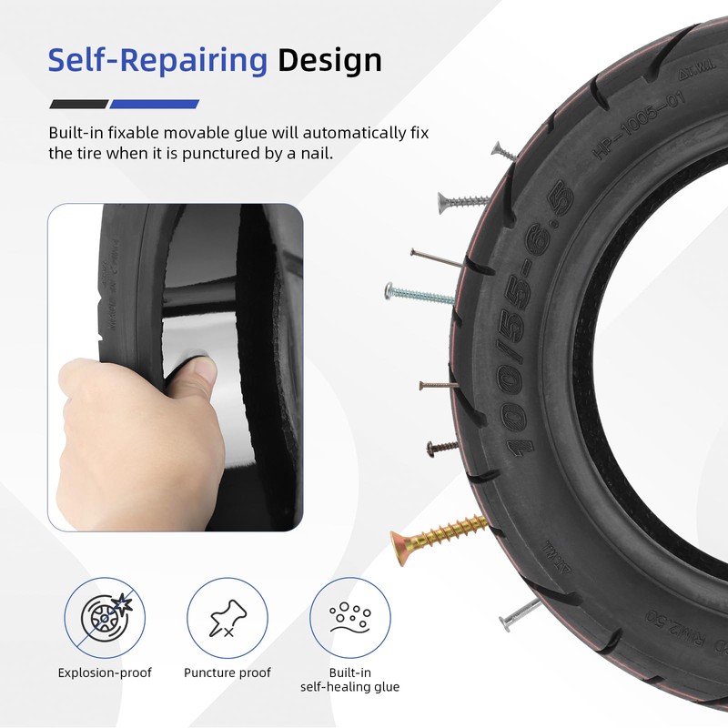 ulip (2 Pack) 100/55-6.5 Vacuum Tire 11 Inch with Built-in