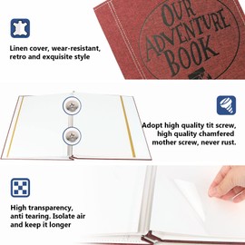 FunSponsor Self-Adhesive Page Photo Album, Red, 11 x 12.9 in, 20 Sheets/40 Pages, Holds 3 x 5, 4 x 6, 6 x 8, 8 x 10 Photos